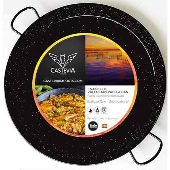 Castevia 20-Inch Enameled Steel Paella Pan 50cm / 13 servings