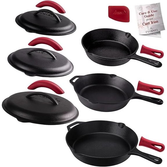 Cuisinel Cast Iron Skillet Set with Lids
