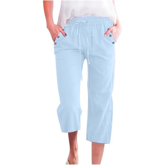 Casual Women’s Capri Pants with Drawstring and Wide Leg