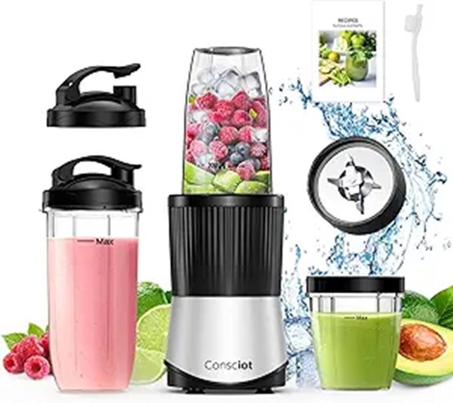 Consciot CB08 11-Piece Blender with Cups and Lids