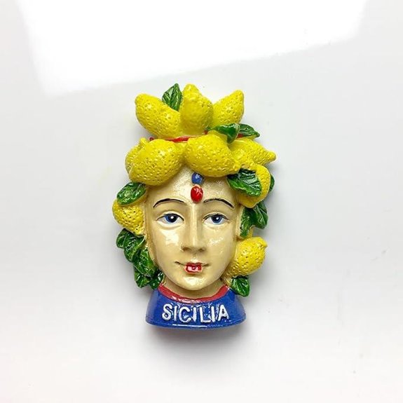 Sicilian Ceramic Head Vase with Lemon Crown Design