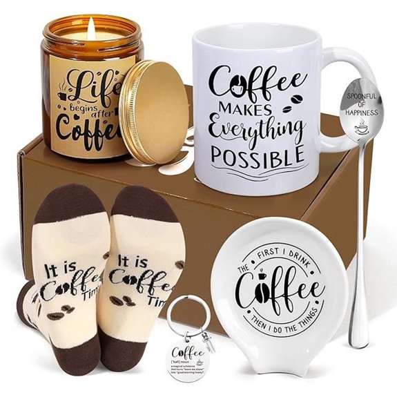 Coffee Gift Set with Mug Socks and Keychain