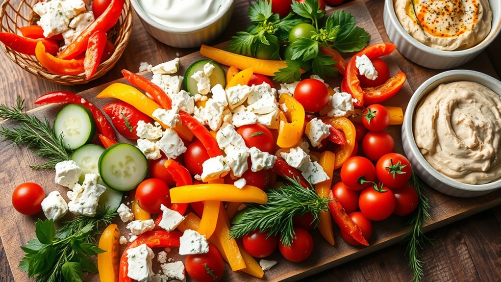 colorful cheese vegetable mosaic