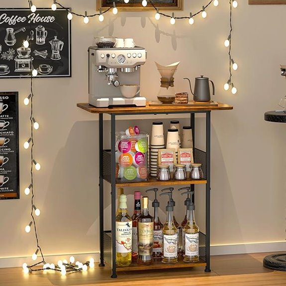 Mini 3-Tier Floor Coffee Bar Shelf Cabinet