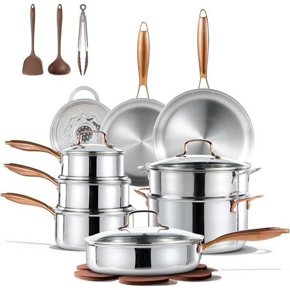 CAROTE 23-Piece Tri-Ply Stainless Steel Cookware Set