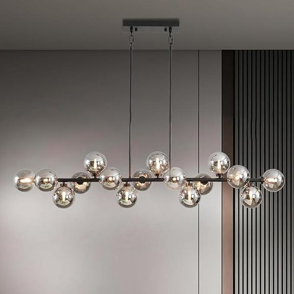 Black Modern Chandelier with Grey Glass Shades