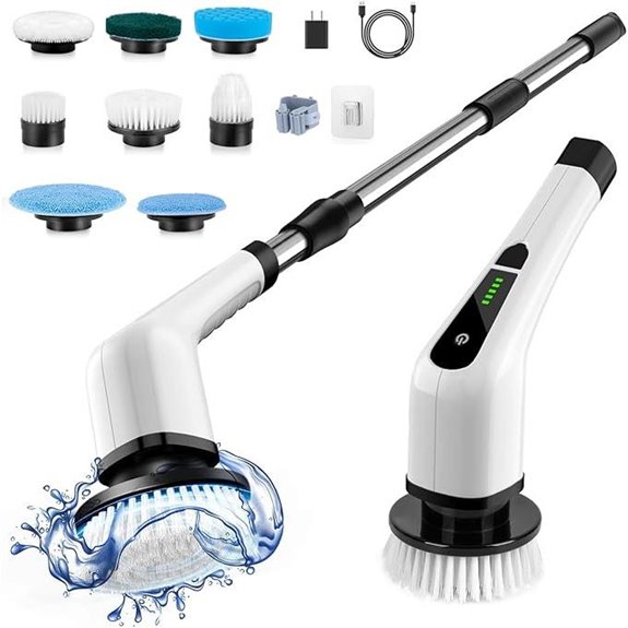 Electric Spin Scrubber with 8 Brush Heads and Adjustable Speeds