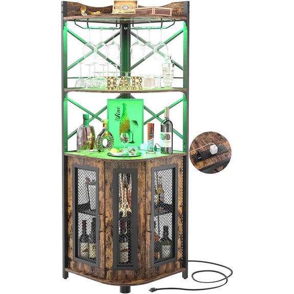 Aheaplus Corner Bar Cabinet with Power Outlet