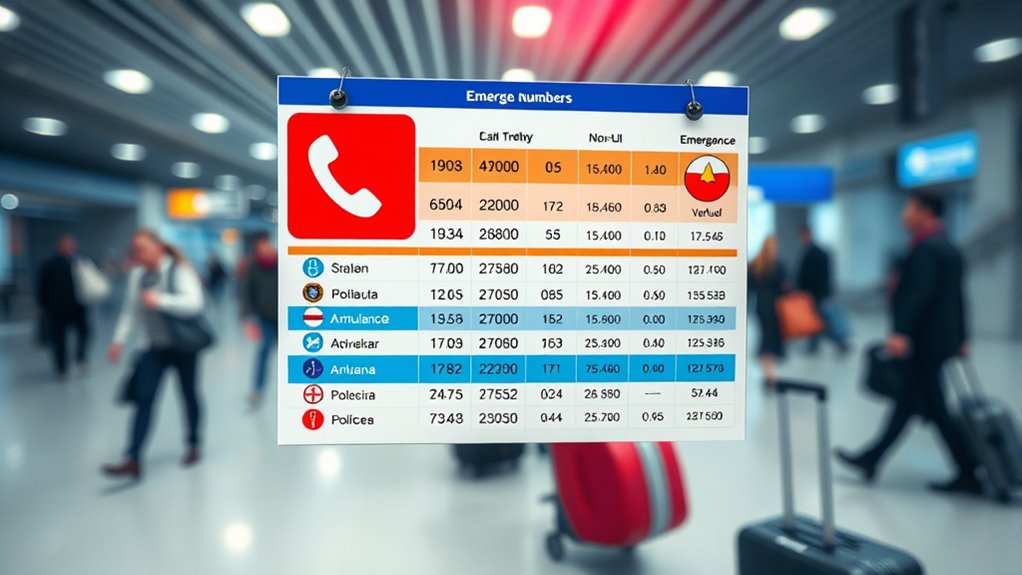 country specific emergency contact numbers