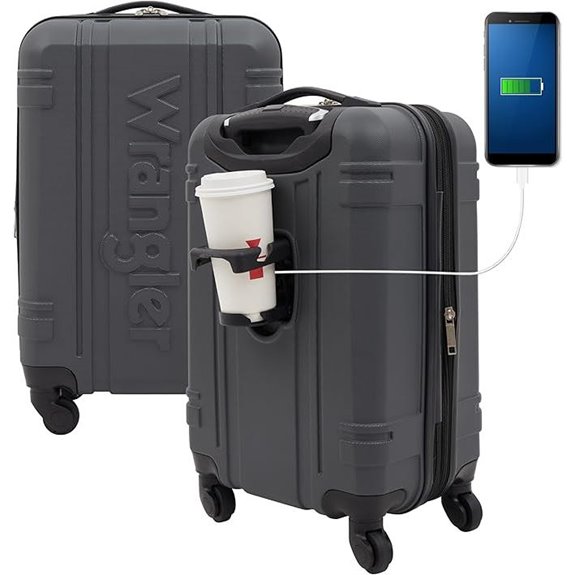 Wrangler Astral Hardside Luggage Dark Shadow 22-Inch Carry-On