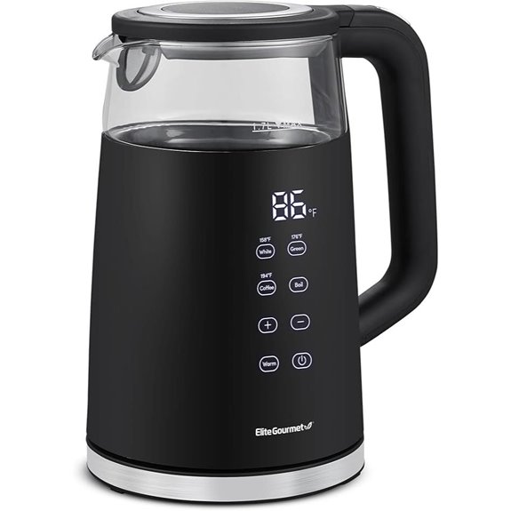 Elite Gourmet 1.7L Digital Glass Tea Kettle