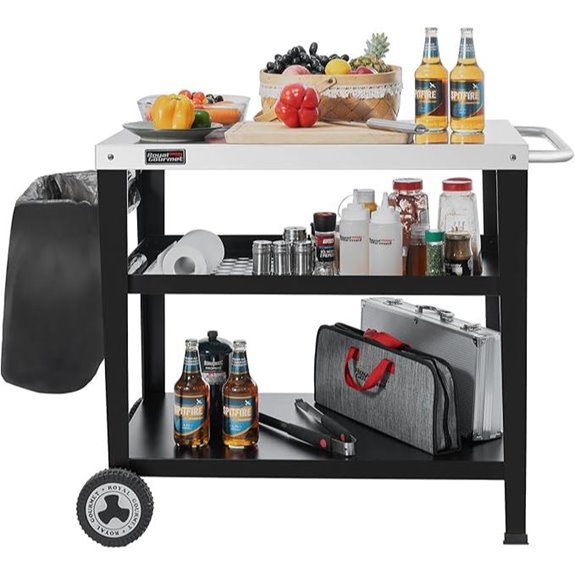 Royal Gourmet Rolling Dining Table with Trash Holder