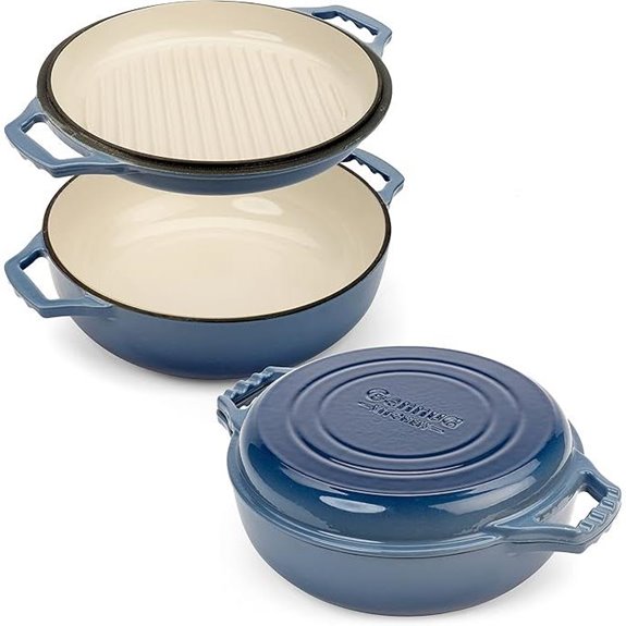 2-in-1 Cast Iron Braiser and Grill Pan