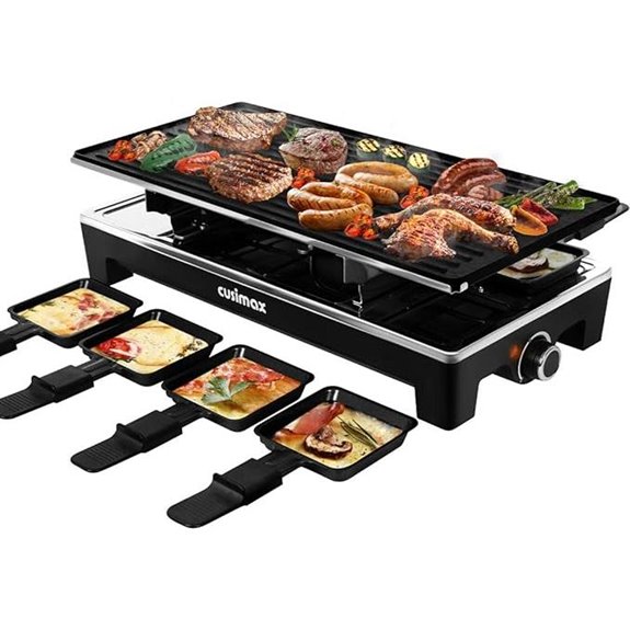 CUSIMAX 2-in-1 Electric Raclette & Grill with Paddles