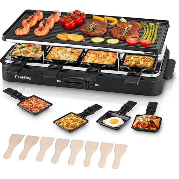 FOHERE 2-in-1 Raclette Grill with Reversible Plate