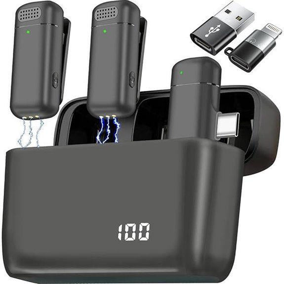 2 Pcs 3-in-1 Wireless Lavalier Microphones Set