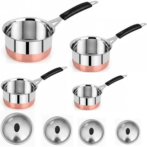 8-Piece Stainless Steel Copper Bottom Saucepan Set