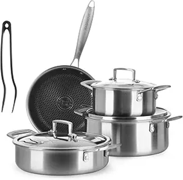 8-Piece Tri-Ply Stainless Steel Cookware Set