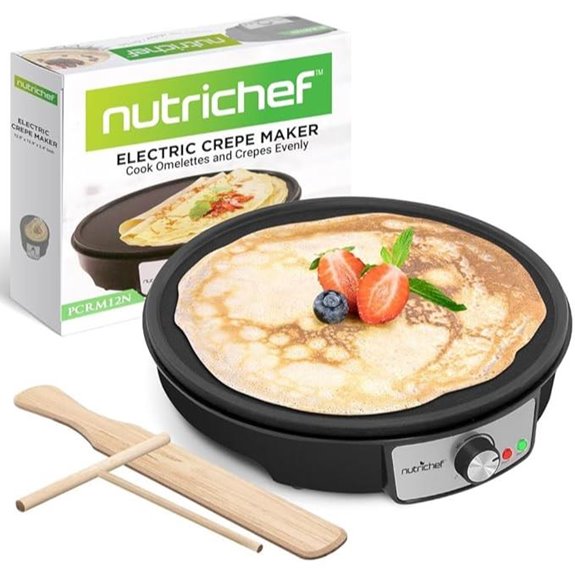 Nutrichef Electric Crepe Maker & Griddle with Accessories