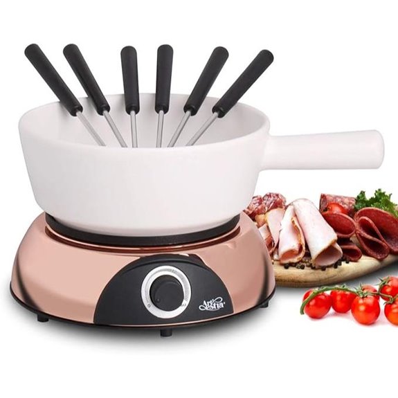Artestia Electric Fondue Pot 2-QT Multi-Use White & Rose-Gold