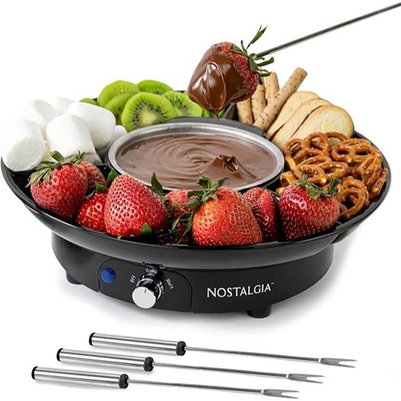 Nostalgia Electric Fondue Set with 4 Forks and Tray