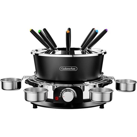 Electric Fondue Set with 8 Color-Code Forks for 8 People