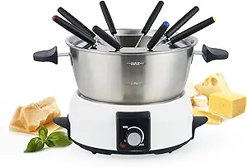 Electric Fondue Set with 6-Cup Stainless Steel Pot