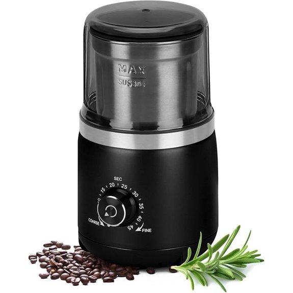 Electric Coffee Grinder with Timer & Removable Bowl