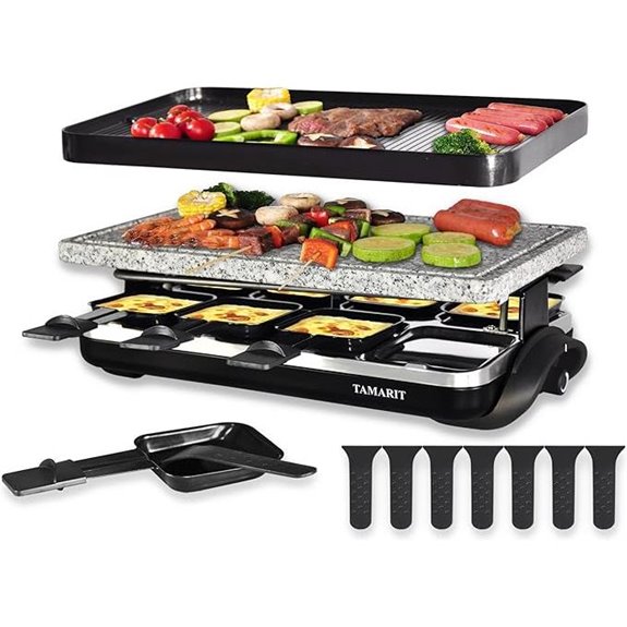 TAMARIT 3-in-1 Electric Raclette Grill for 8