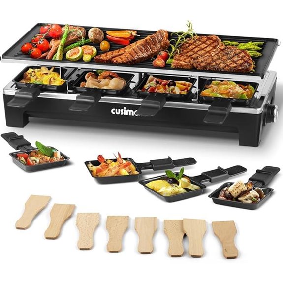 CUSIMAX Electric Raclette Table Grill with Reversible Plate
