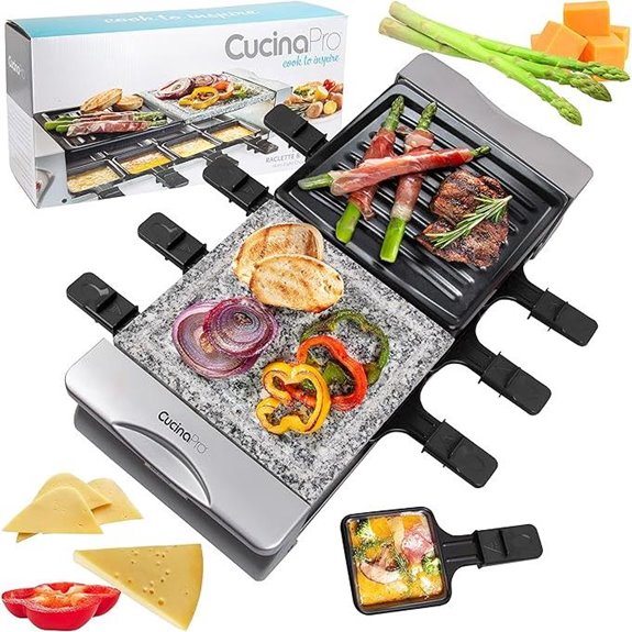 Electric Raclette Grill with Nonstick Plate & Stone