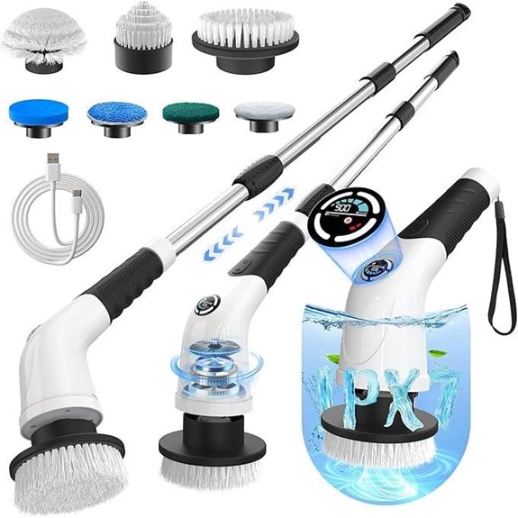 Electric Spin Scrubber with 3-Speed & Replaceable Brush Heads