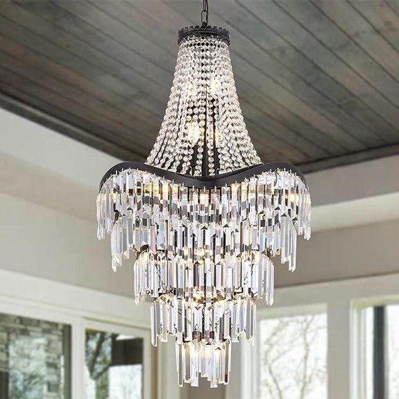 Wellmet Black Modern French Empire Crystal Chandelier