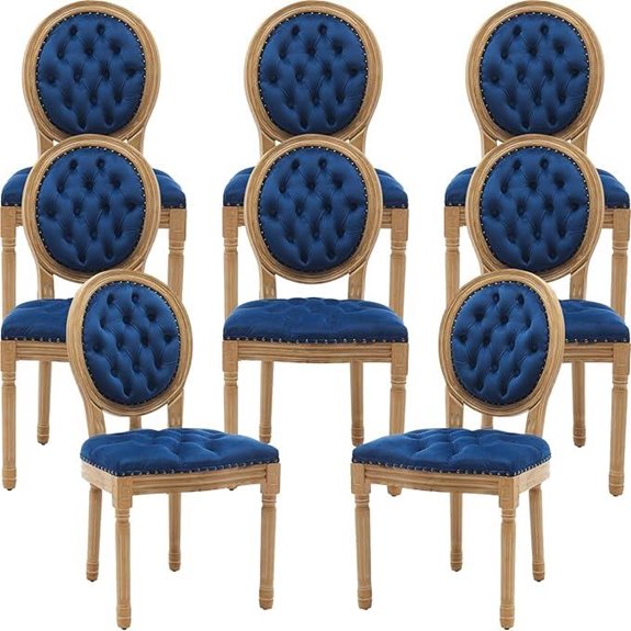 French Country Velvet Dining Chairs Set of 8