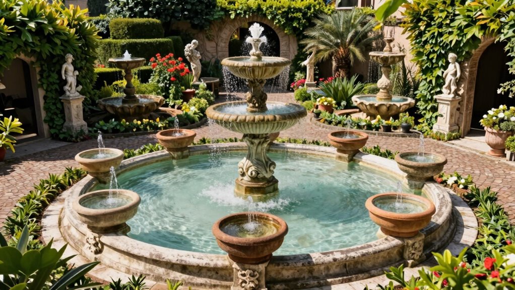 elegant italian style garden fountains