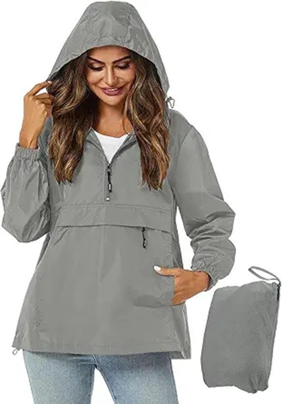 Avoogue Women's Packable Waterproof Windbreaker Jacket