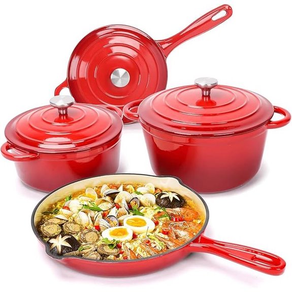 Hisencn 7-Piece Enameled Cast Iron Cookware Set