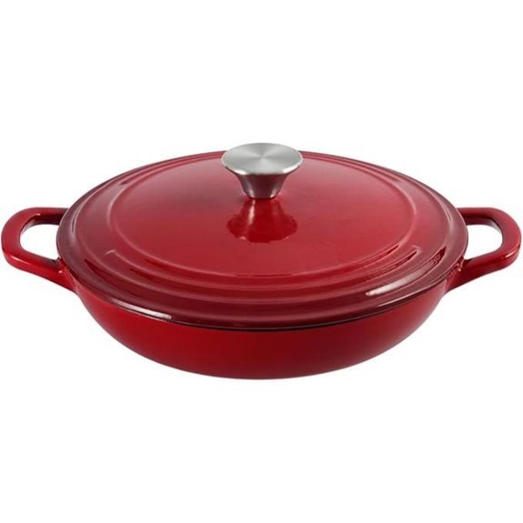Braiser Enameled Cast Iron Pan with Lid