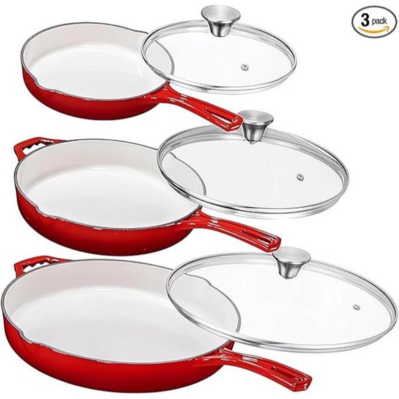 Bruntmor Enameled Cast Iron Skillet Set (3 Pieces)