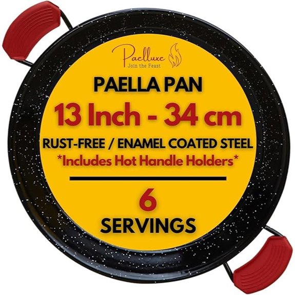 Enamelled 13-Inch Paella Pan for Indoor/Outdoor Cooking