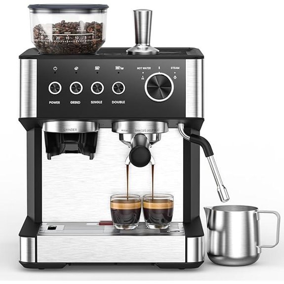 20 Bar Espresso Machine with Grinder and Milk Frother