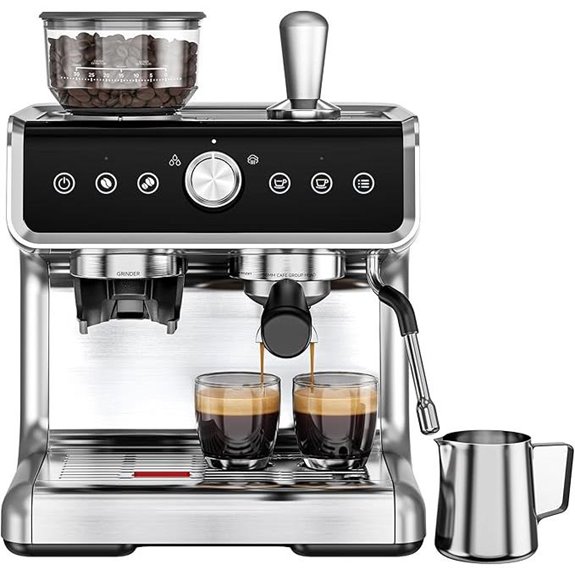 EUHOMY Espresso Machine with Grinder and Frother