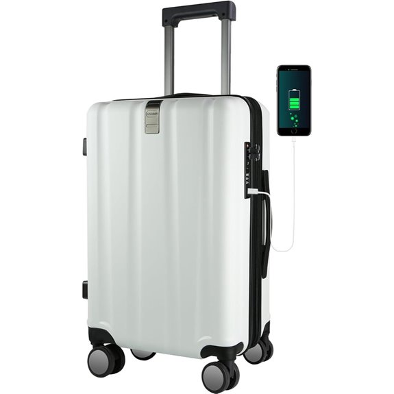 KROSER 20-Inch Expandable Spinner Carry-On Luggage