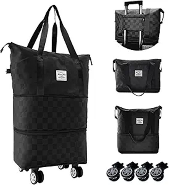 Expandable Rolling Duffle Bag for Travel and Gym