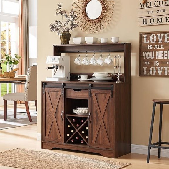 Wnutrees Farmhouse Coffee Bar Cabinet with Charging