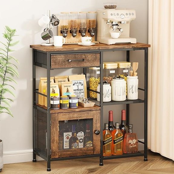 SWTYMIKI Farmhouse Coffee Bar Cabinet with Drawers