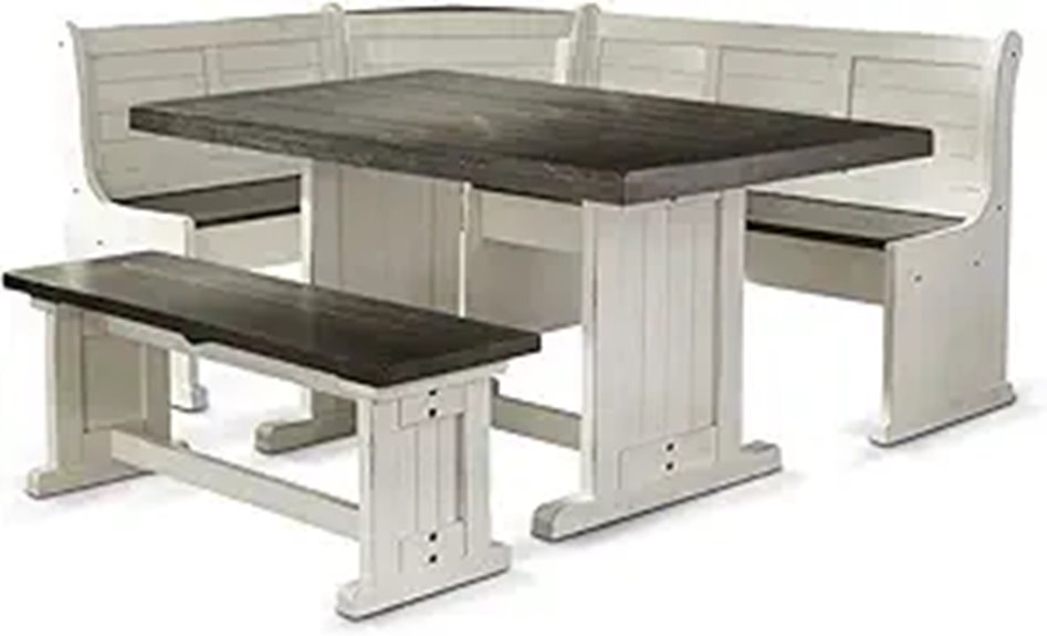 Pemberly Row Farmhouse Dining Nook Set with Storage