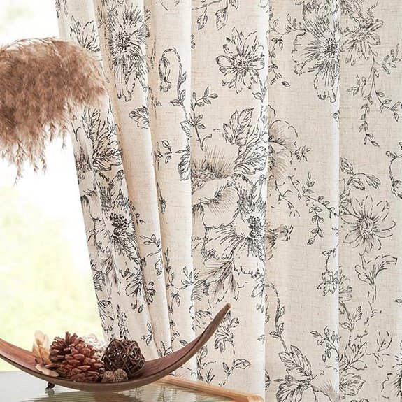 Jinchan Floral Linen Blend Curtain Set (2 Panels)