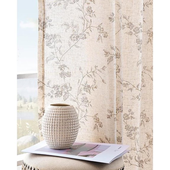 Jinchan Floral Linen Curtains for Living Room