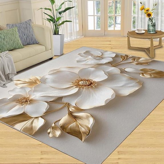 Modern Floral Rug 6x8 with Non-Slip & Washable Features